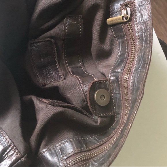 Innue Italian Leather Dark Brown/Calf Hair Front Pocket Gold Hardware Bag - Picture 6 of 9